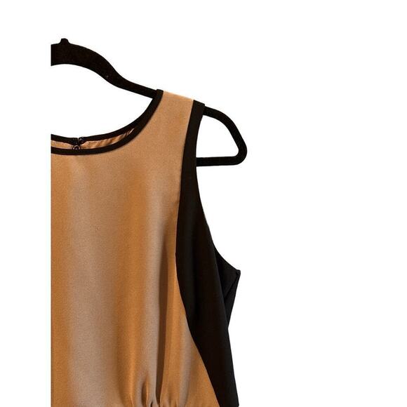 Ann Taylor LOFT Women's Sleeveless Colorblock Sheath Dress Size 6 Beige Black - Picture 3 of 6